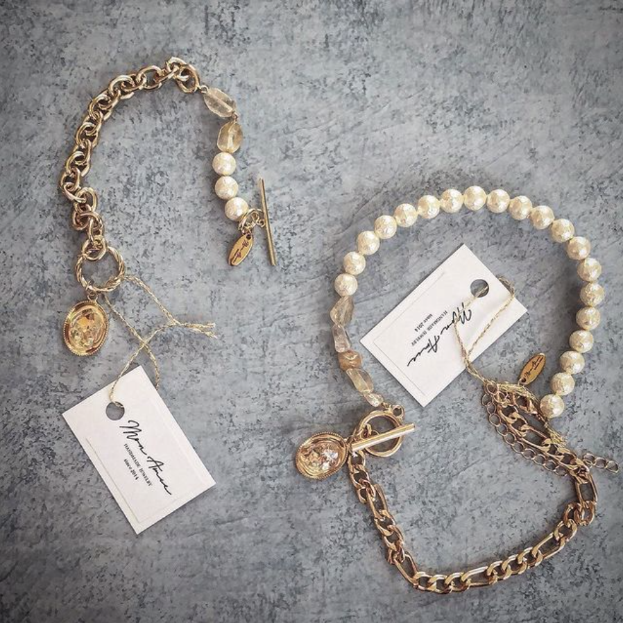 aurora saiseki chain pearl stone braceletの画像2