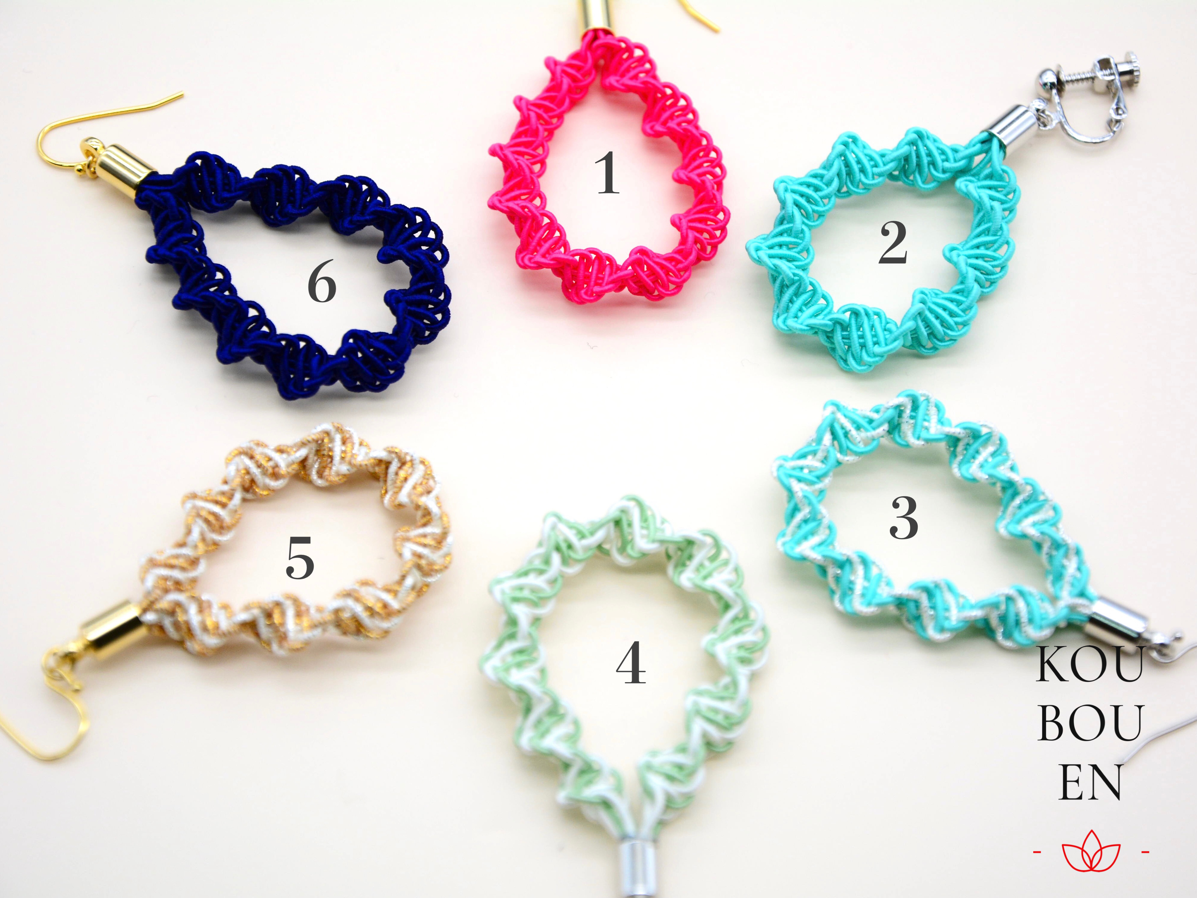 水引を使った、しずく型のピアス・イヤリングの材料キットの画像2