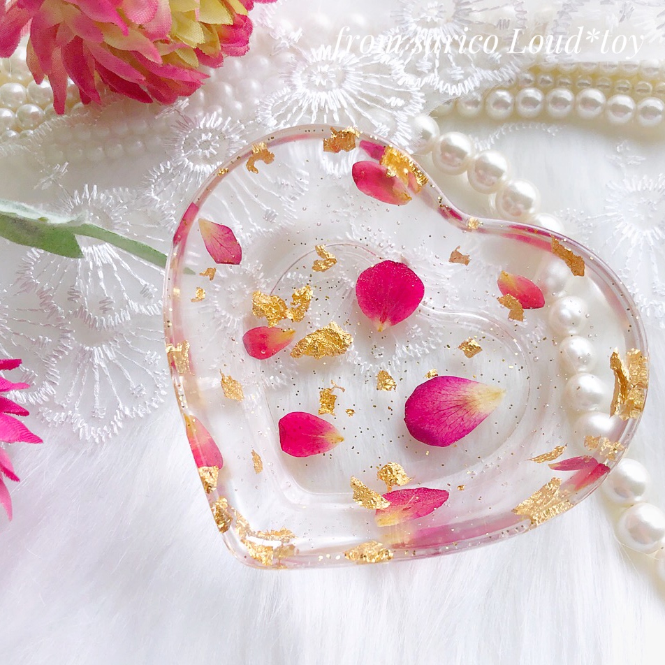 花びらと金箔　ハートトレイ🌹の画像3