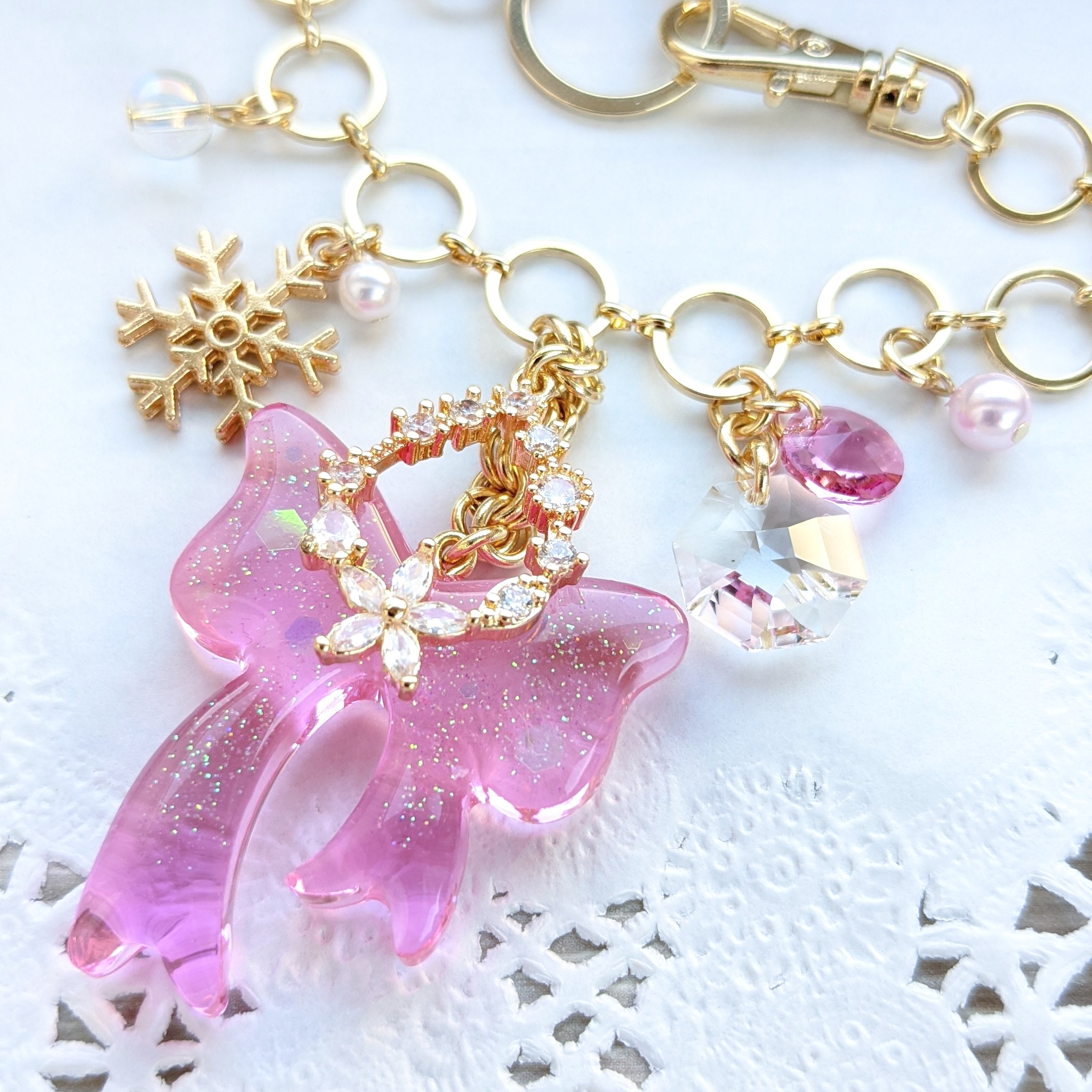 ピンクリボンのバッグチャームの画像2