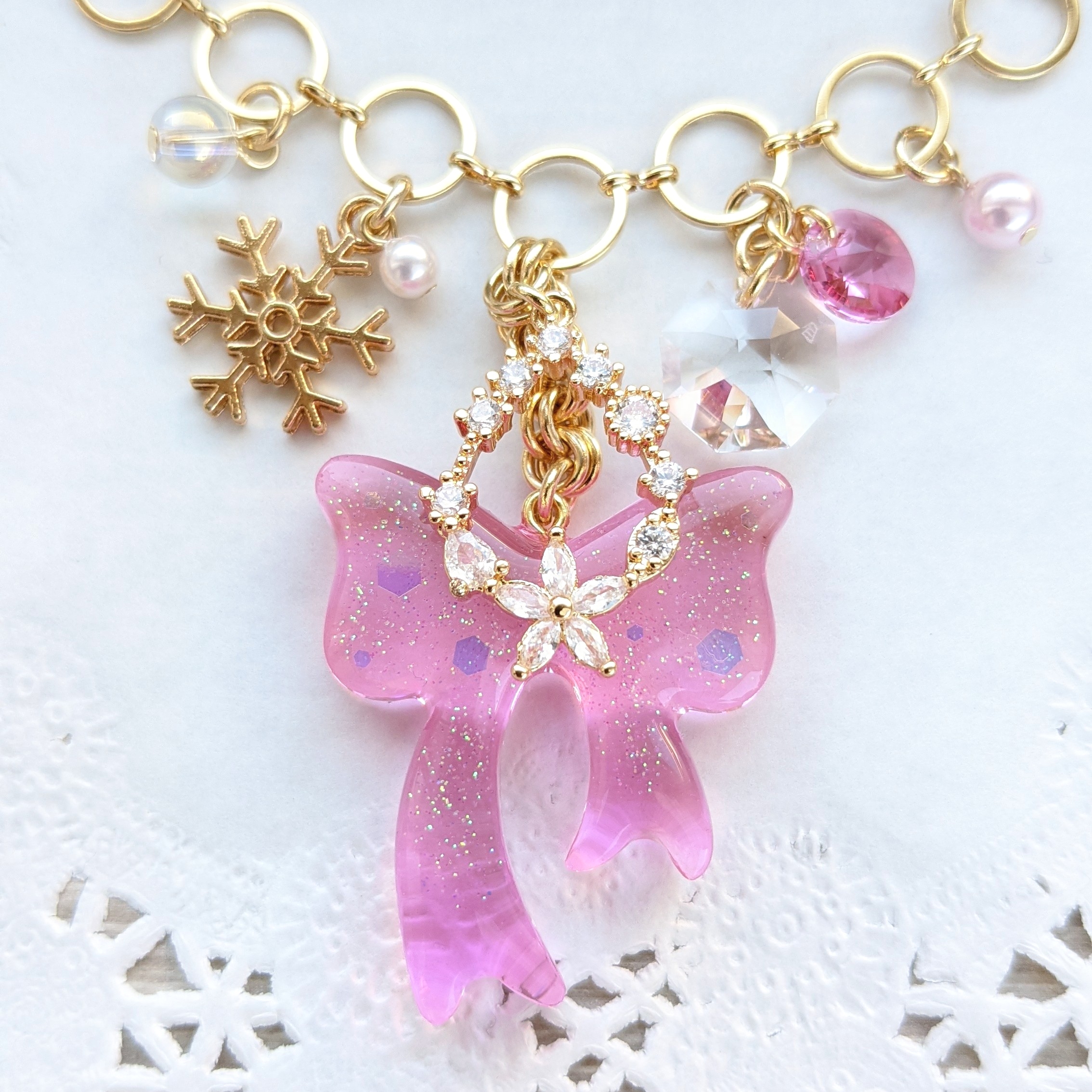 ピンクリボンのバッグチャームの画像3