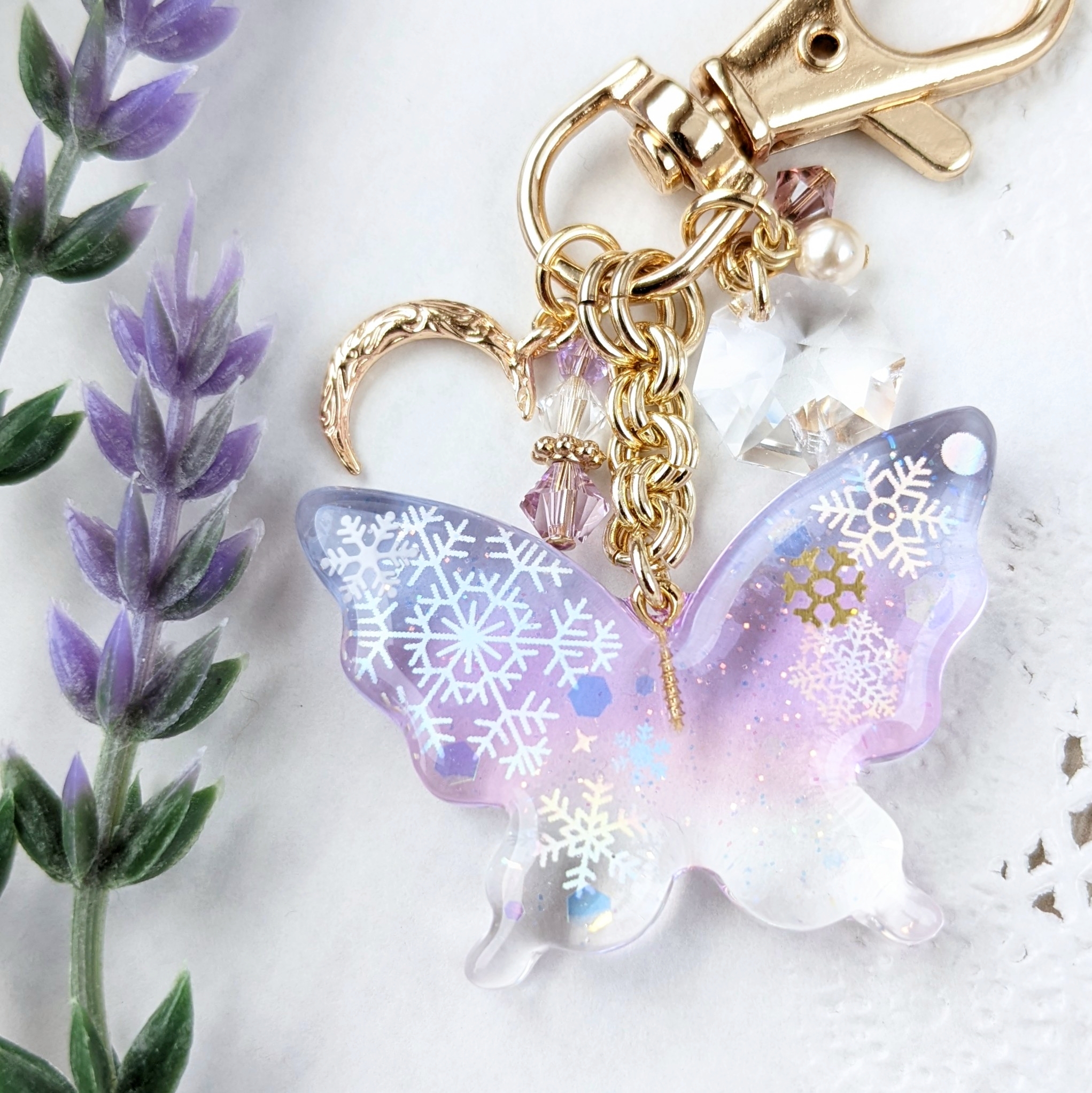 冬の蝶のキーホルダーの画像2