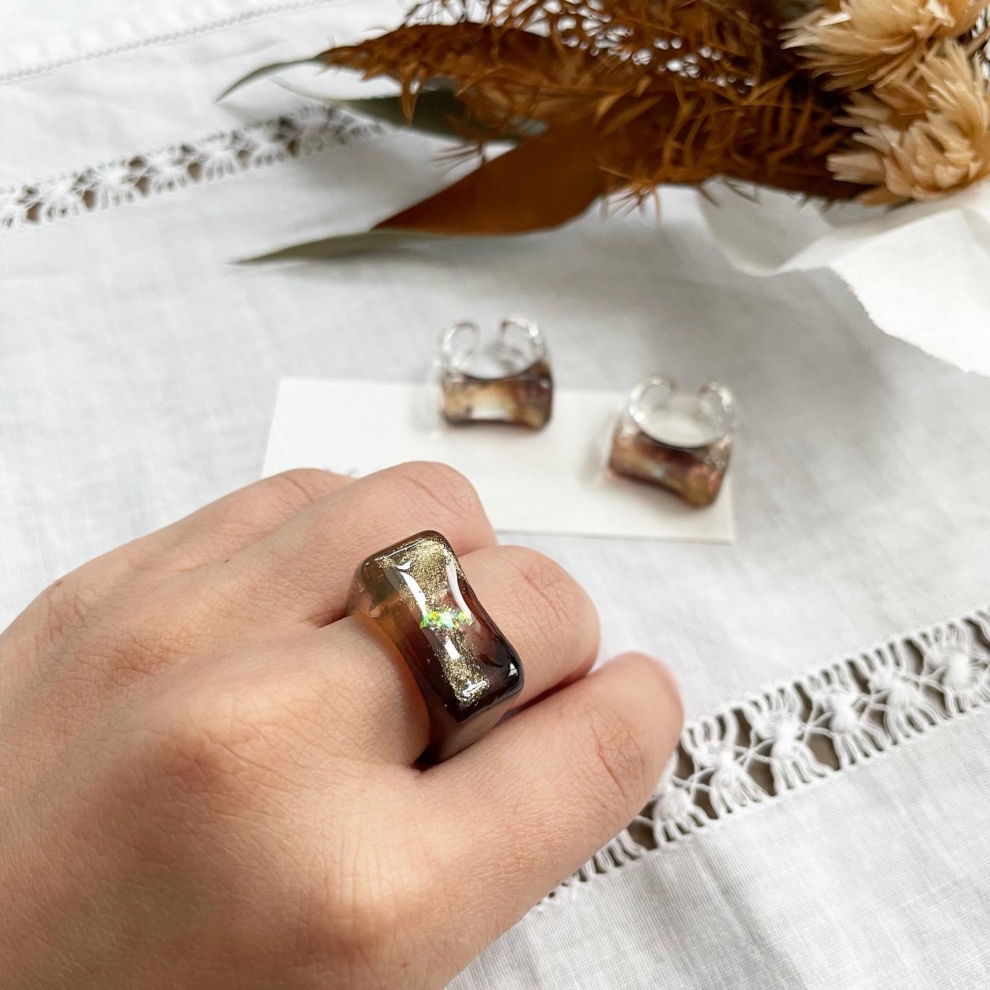 レジンリング（ブラウン）の画像2