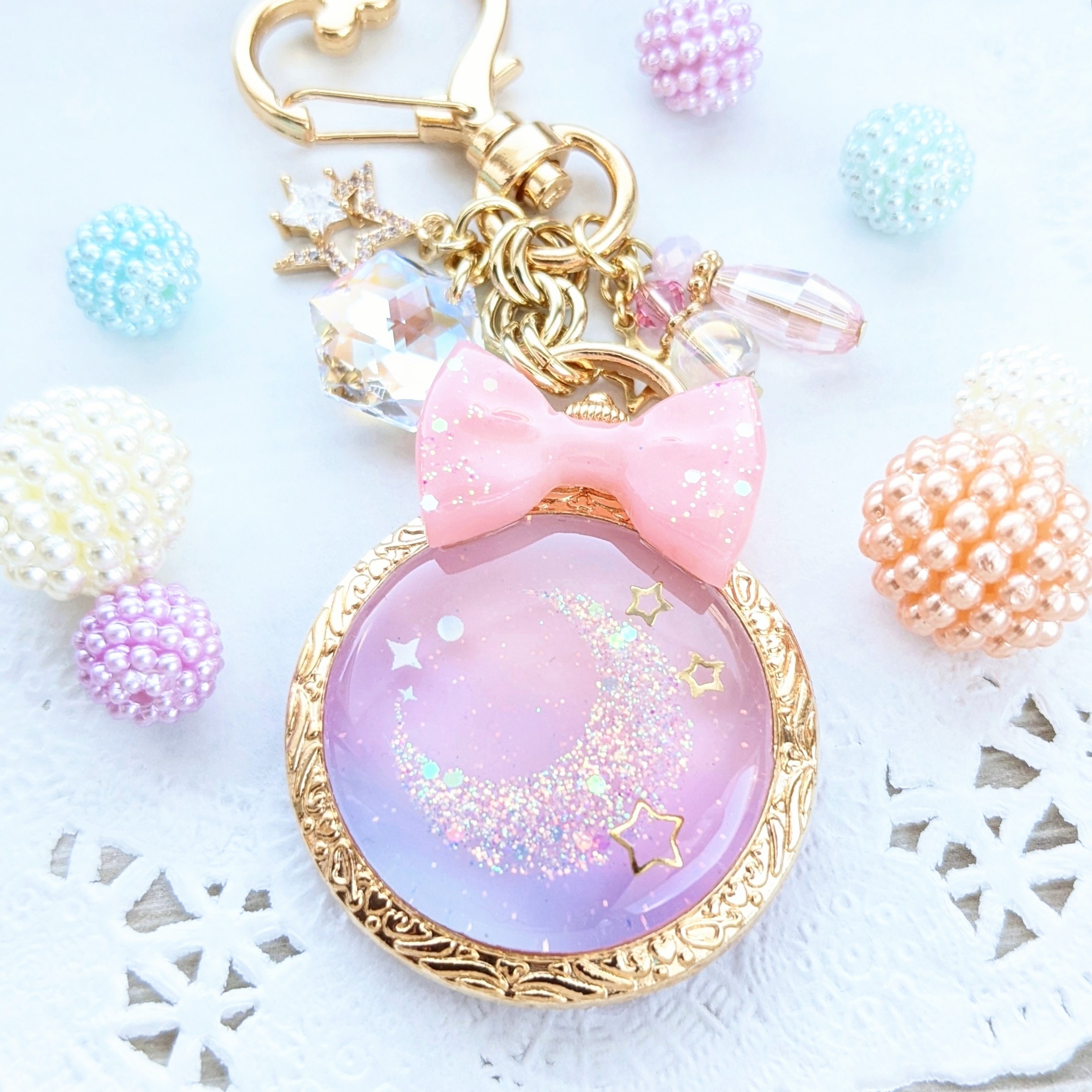 キラキラ三日月のミルキーキーホルダーの画像2