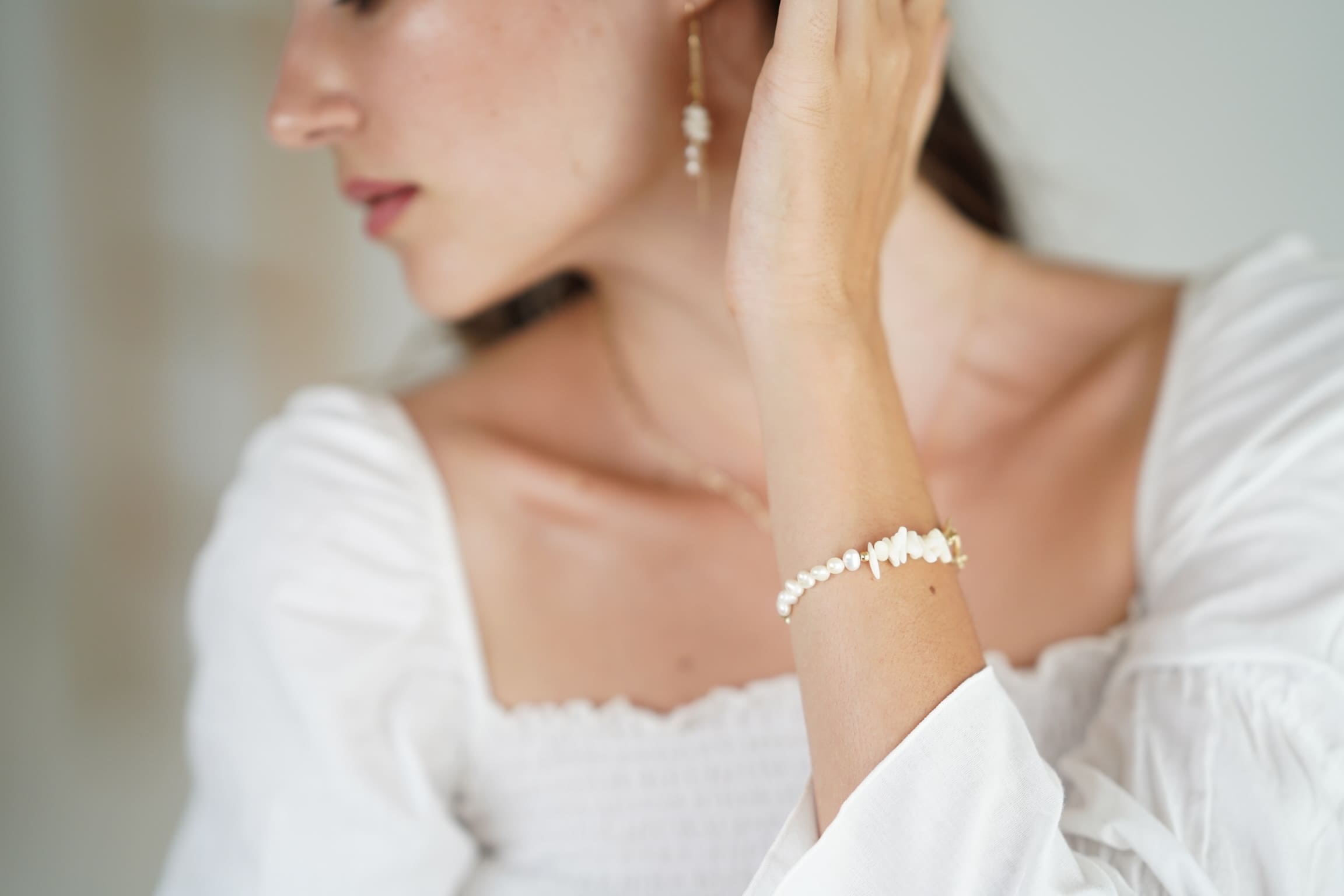 14kgf white coral bracelet の画像4