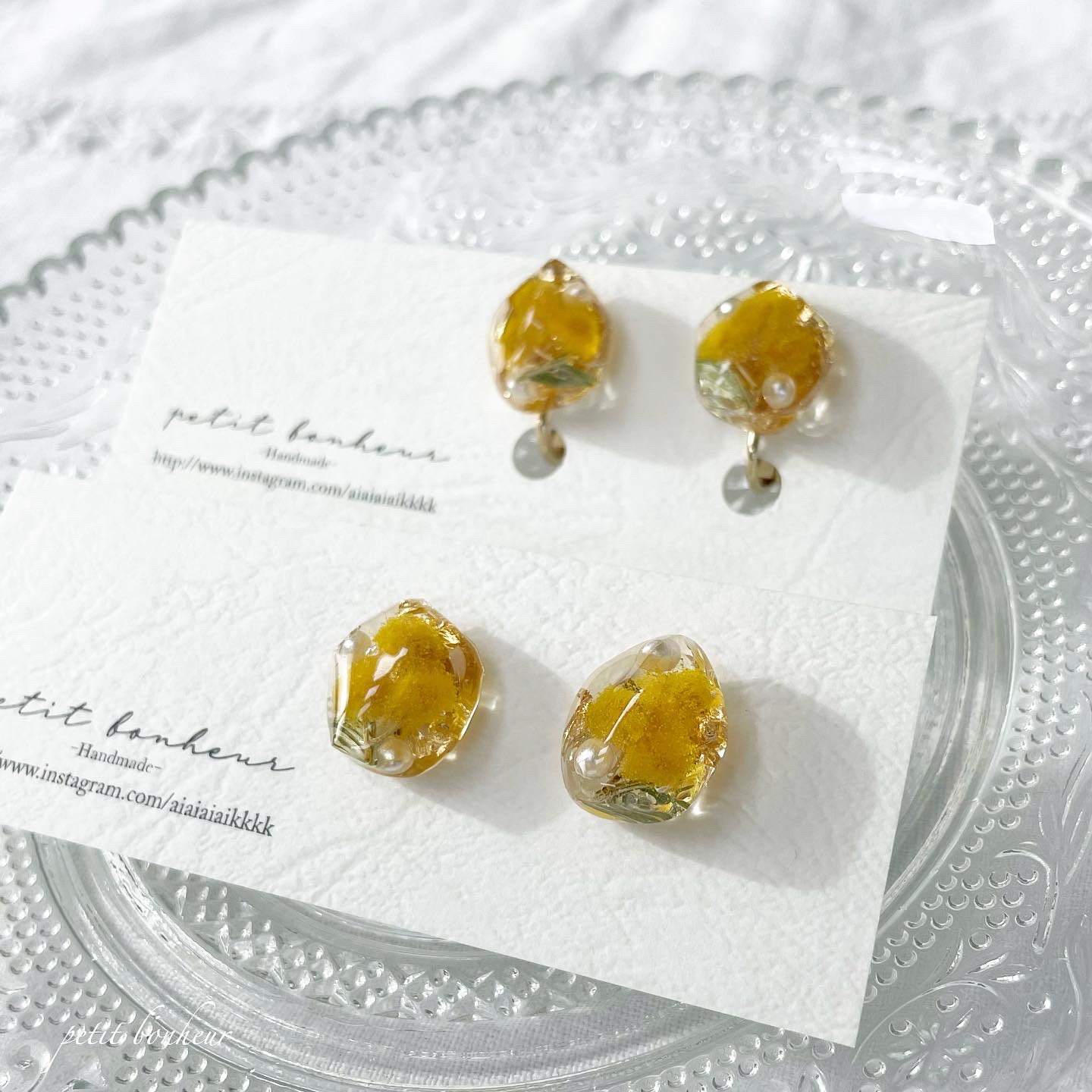 ✴︎受注製作✴︎ひとつぶミモザ𓆸ピアスorイヤリングの画像2
