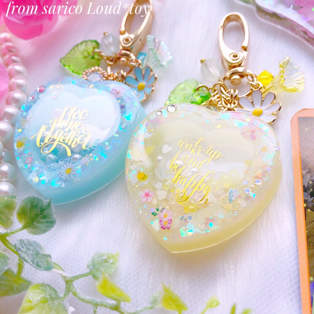 Spring flowerハートチャーム🌸ライトブルー の画像3