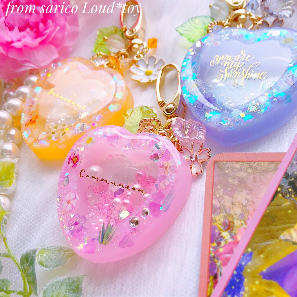 Spring flowerハートチャーム🌸ブルーの画像4