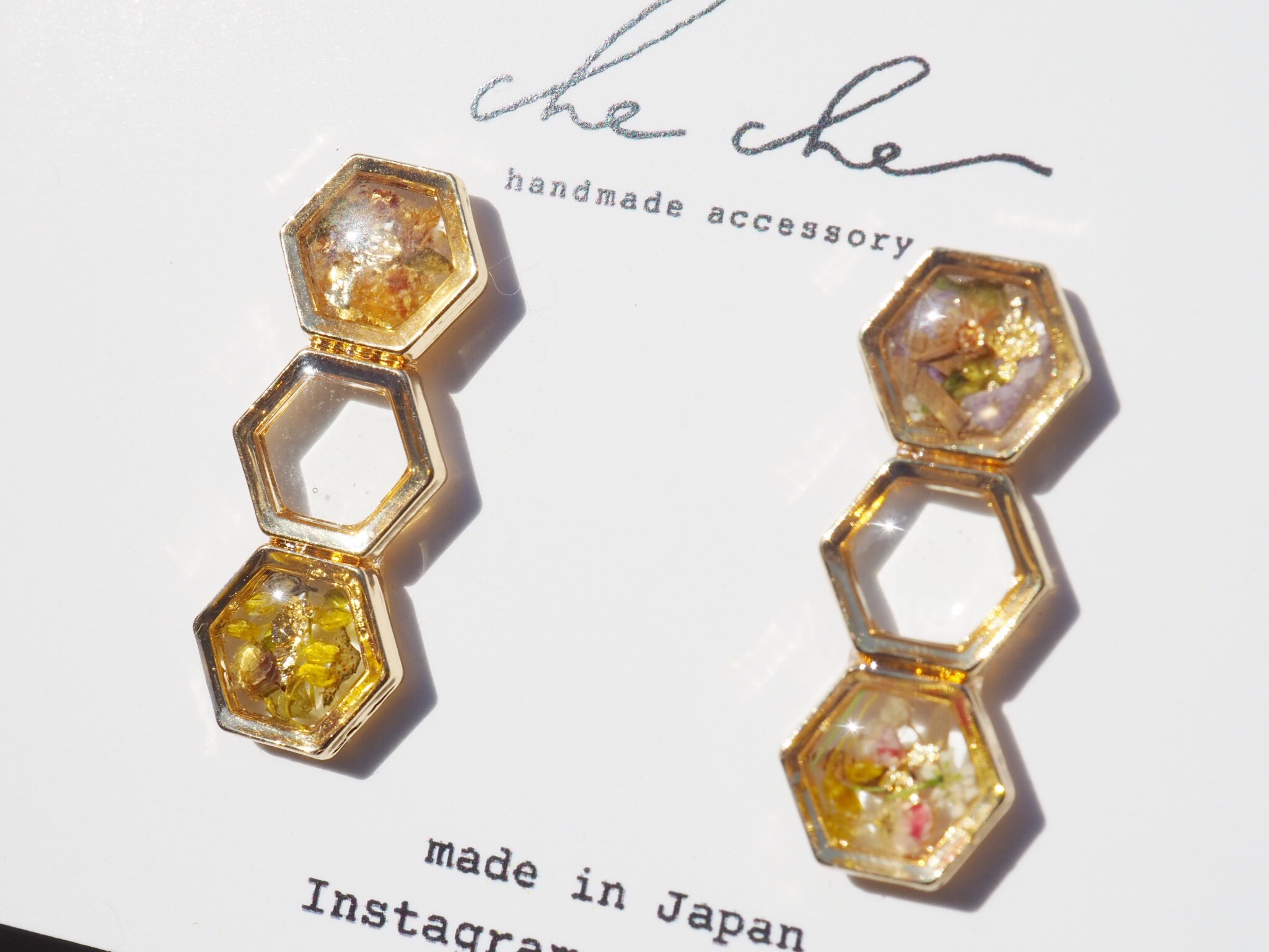 三連ドライフラワーピアスの画像2