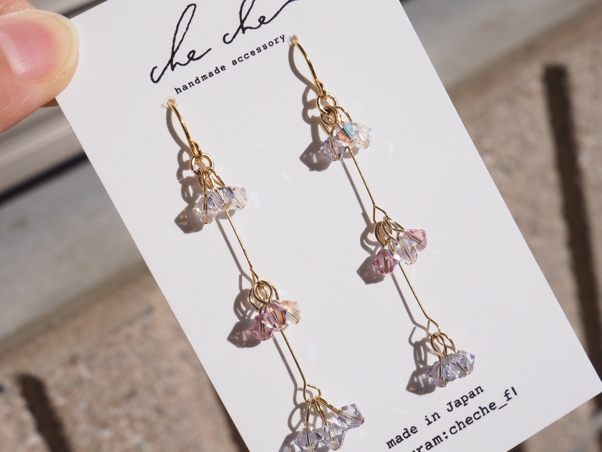 3色スワロフスキービーズピアス/イヤリングの画像2