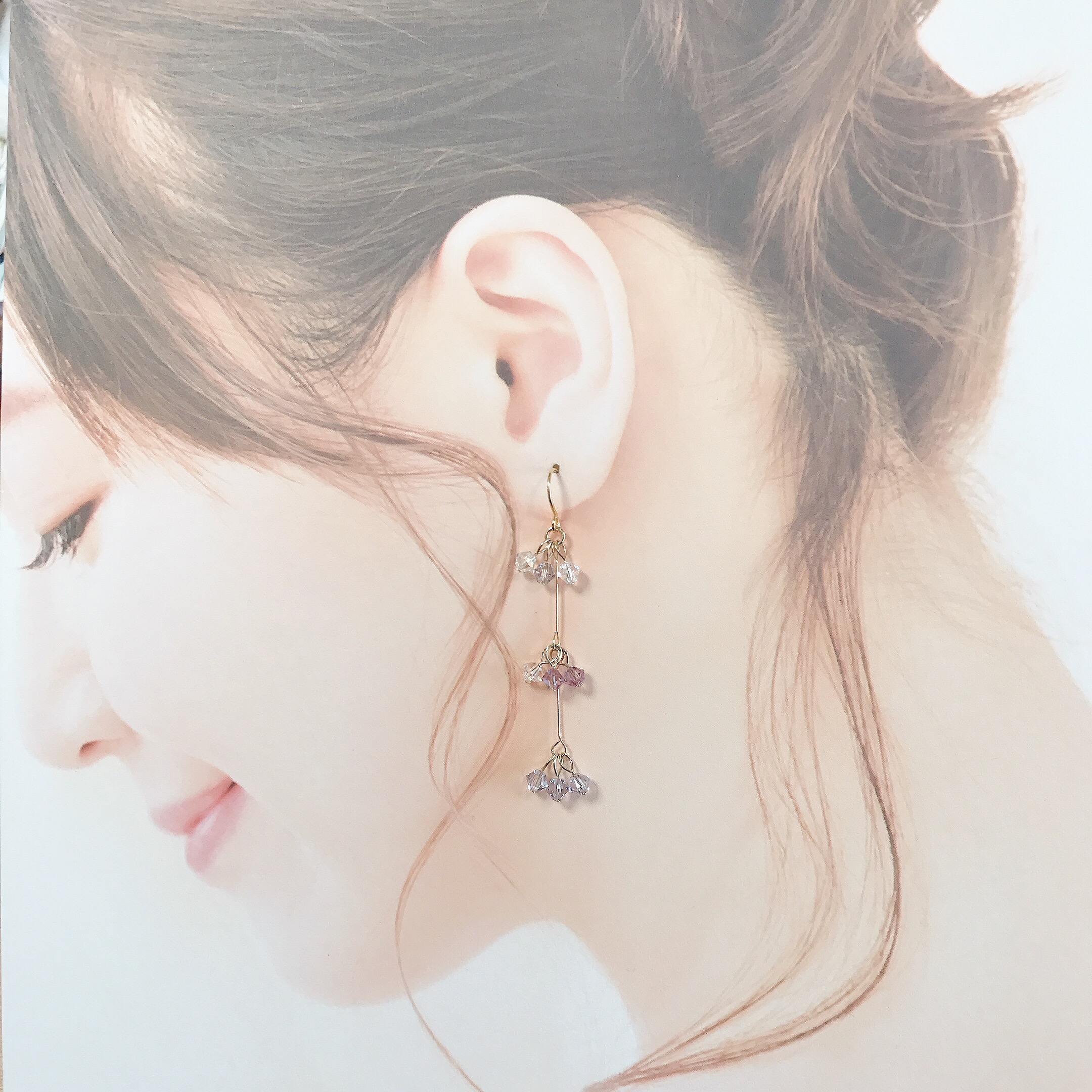 3色スワロフスキービーズピアス/イヤリングの画像3