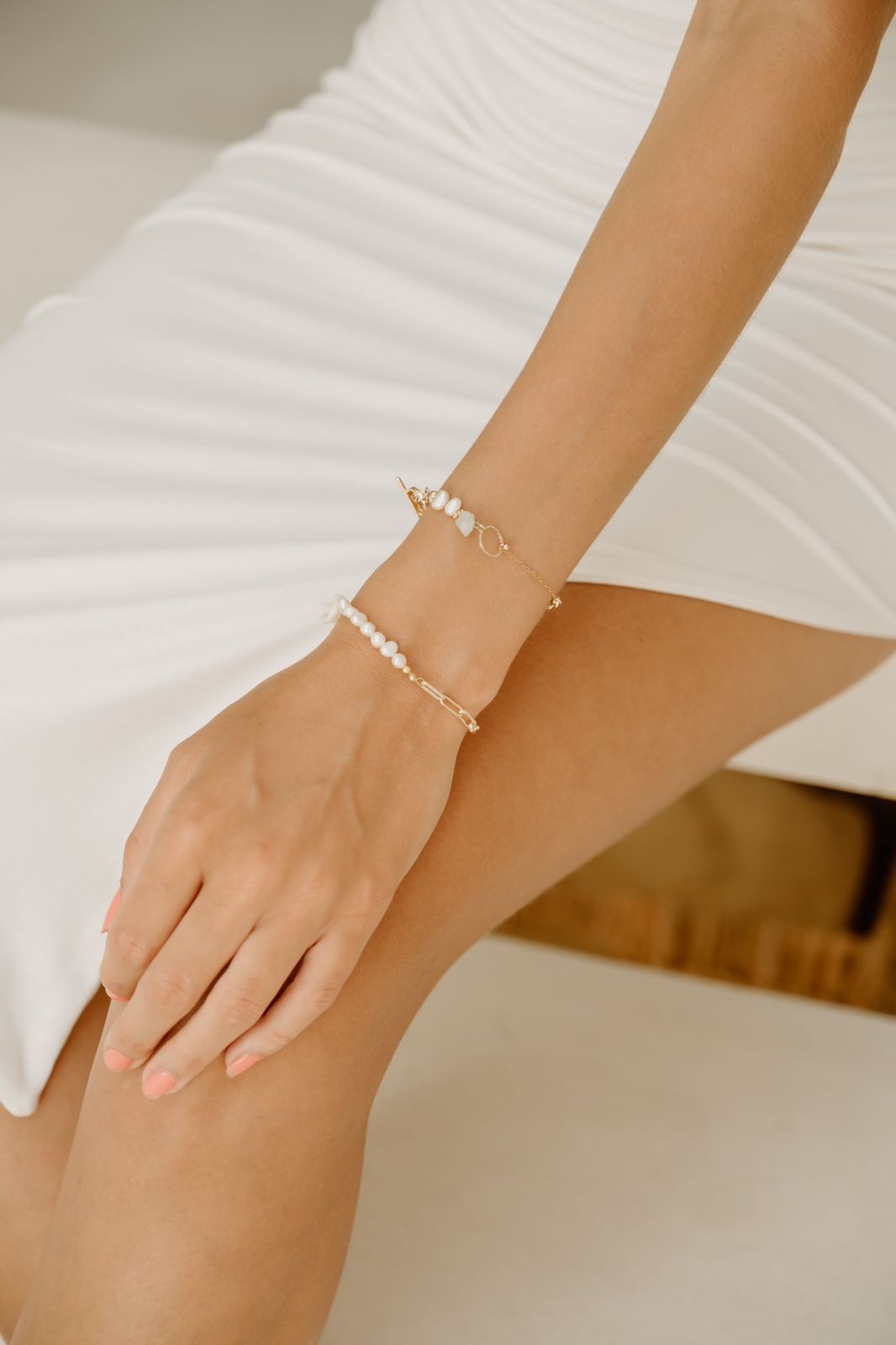 14kgf aquamarine stone bracelet の画像5