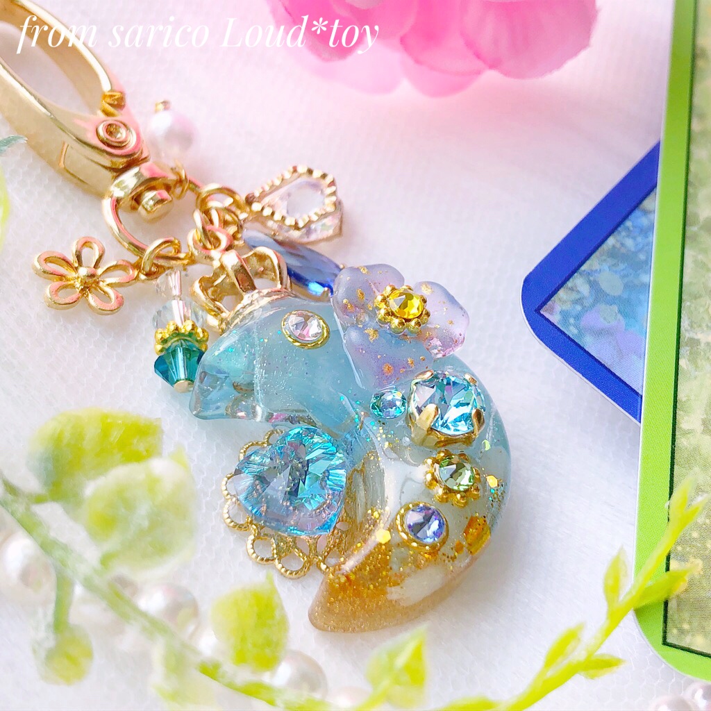 天然石と花の月チャーム🌙アクアマリンの画像3