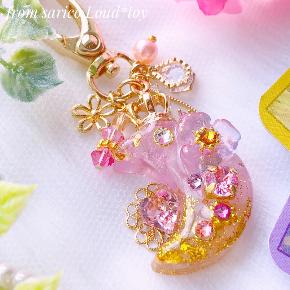 天然石と花の月チャーム🌙ローズクウォーツの画像2