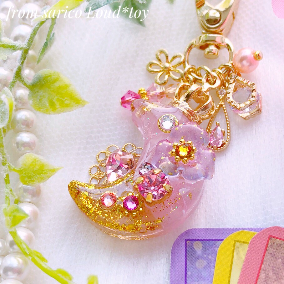 天然石と花の月チャーム🌙ローズクウォーツの画像3