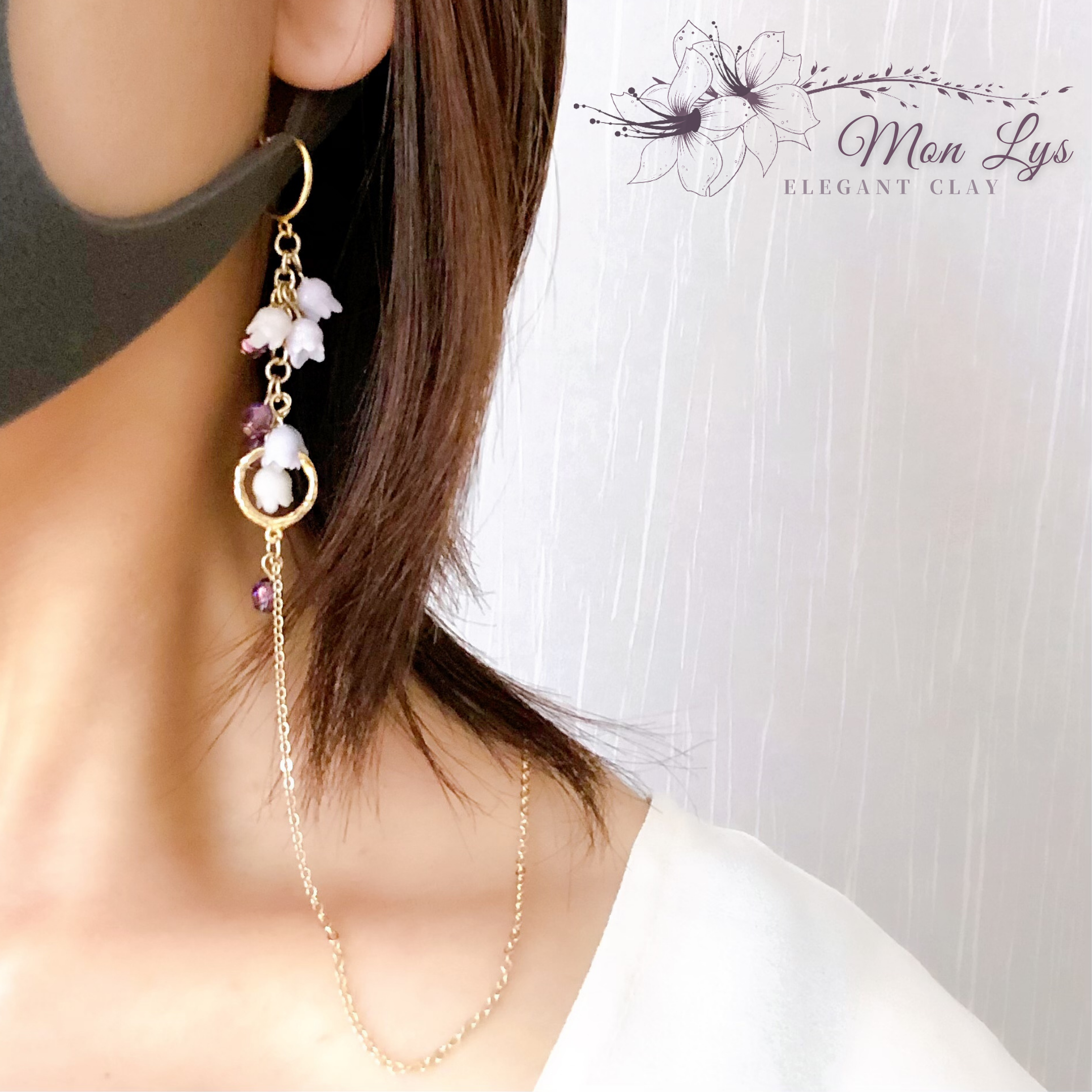 2way 清楚なすずらん(紫系) マスクチェーン＆ネックレスの画像2