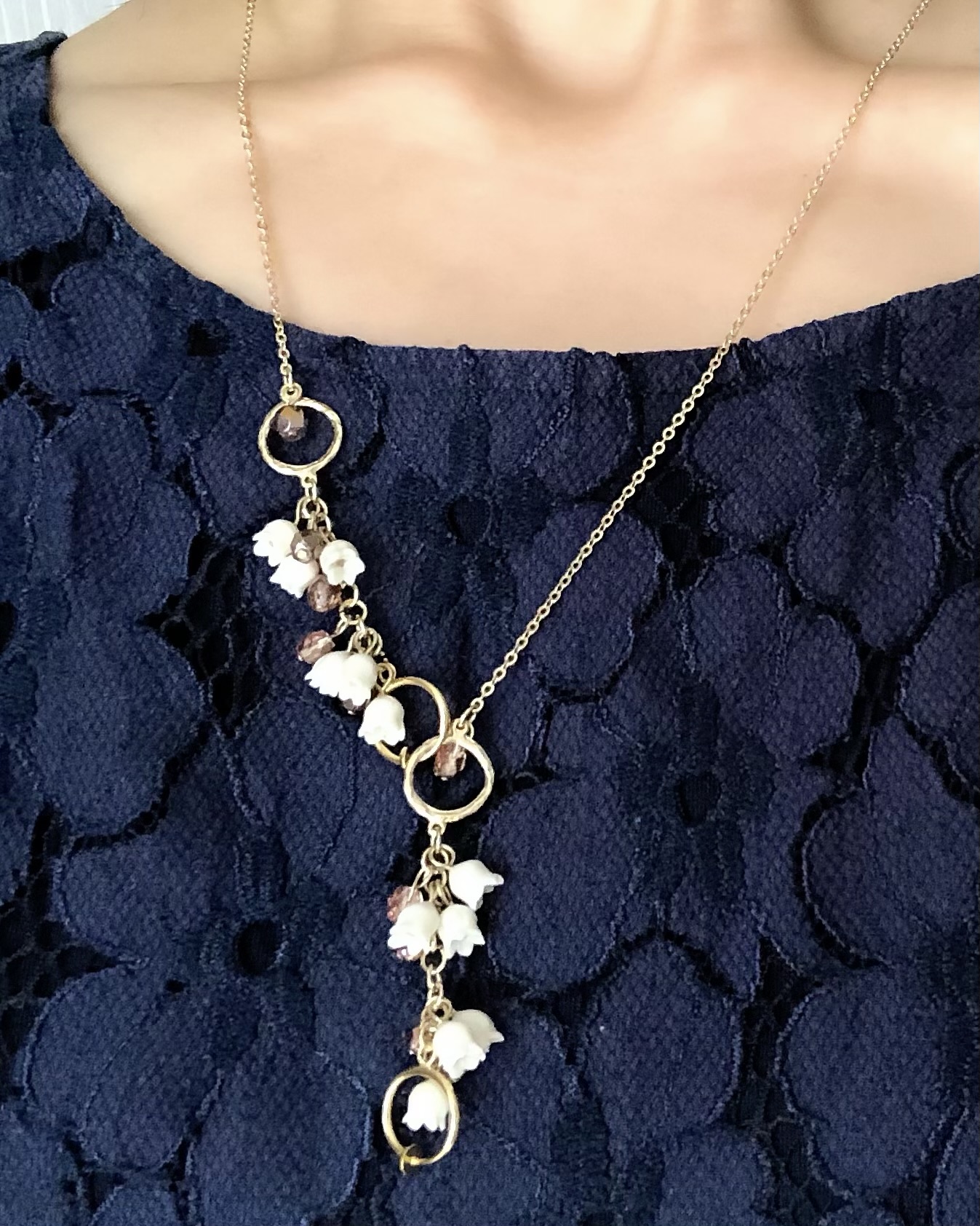 2way クールエレガントな黒すずらんマスクチェーン＆ネックレスの画像5