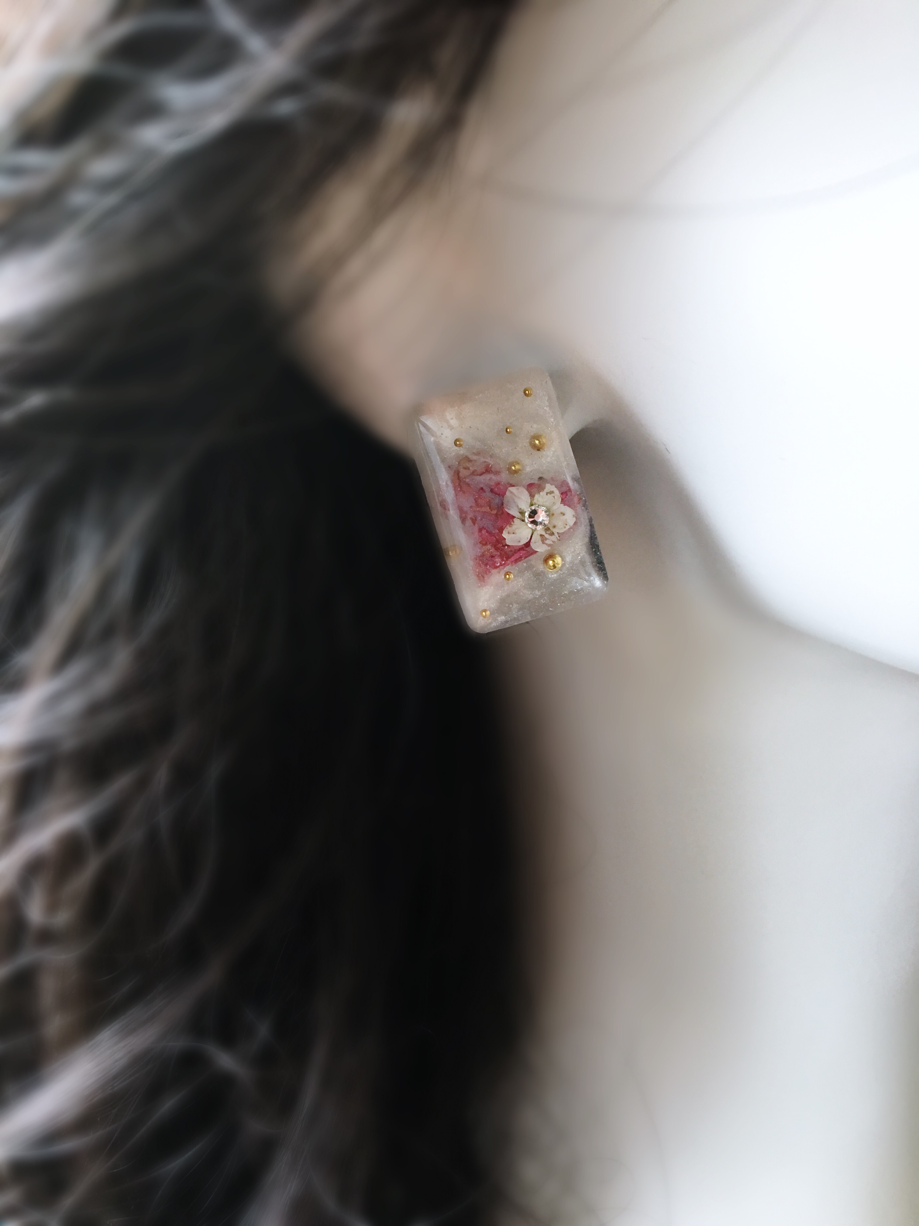 Valentine Collection 🌸受注製作🌸 Flower heart in the box(ピアス・イヤリング)の画像3