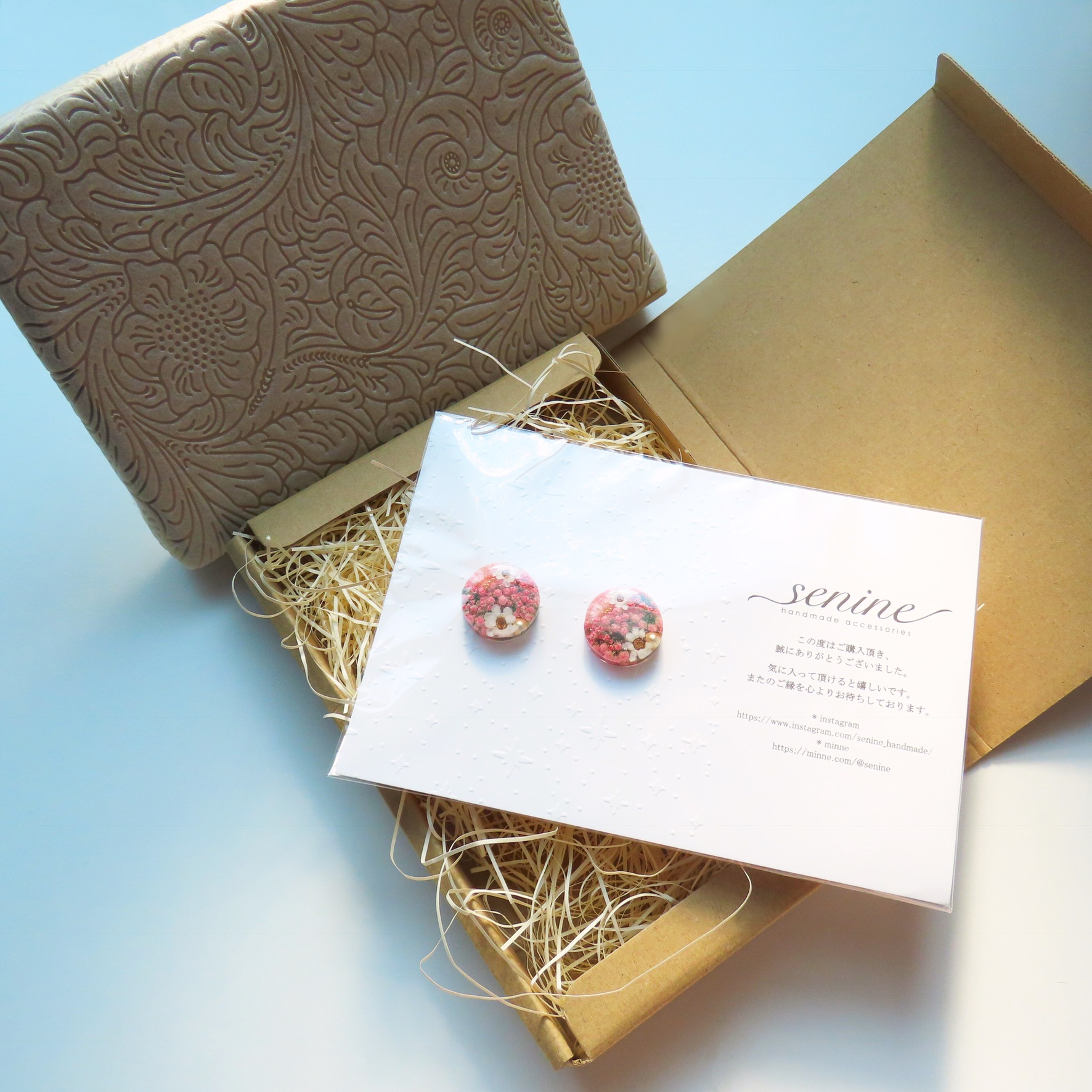 Valentine Collection 🌸受注製作🌸 Flower heart in the box(ピアス・イヤリング)の画像6