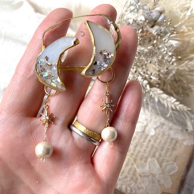 月の2wayイヤリング/ピアスの画像2