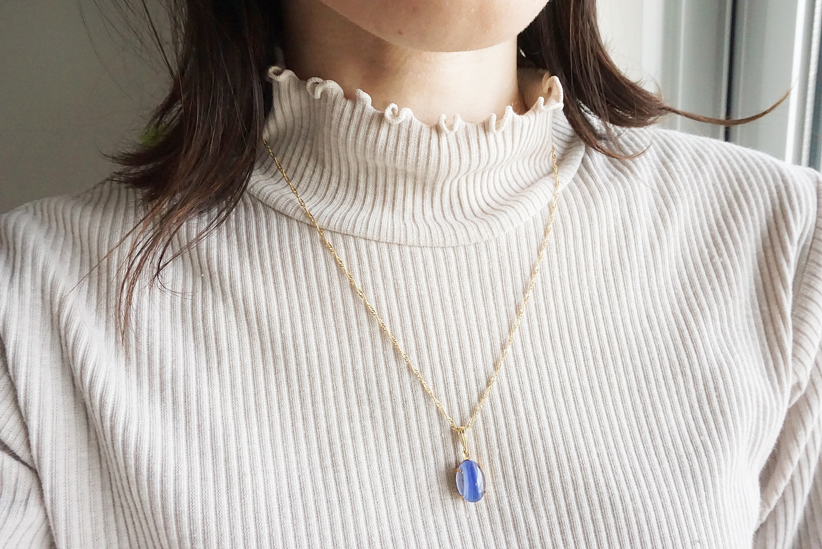 ストライプ(ブルー)ネックレスの画像2