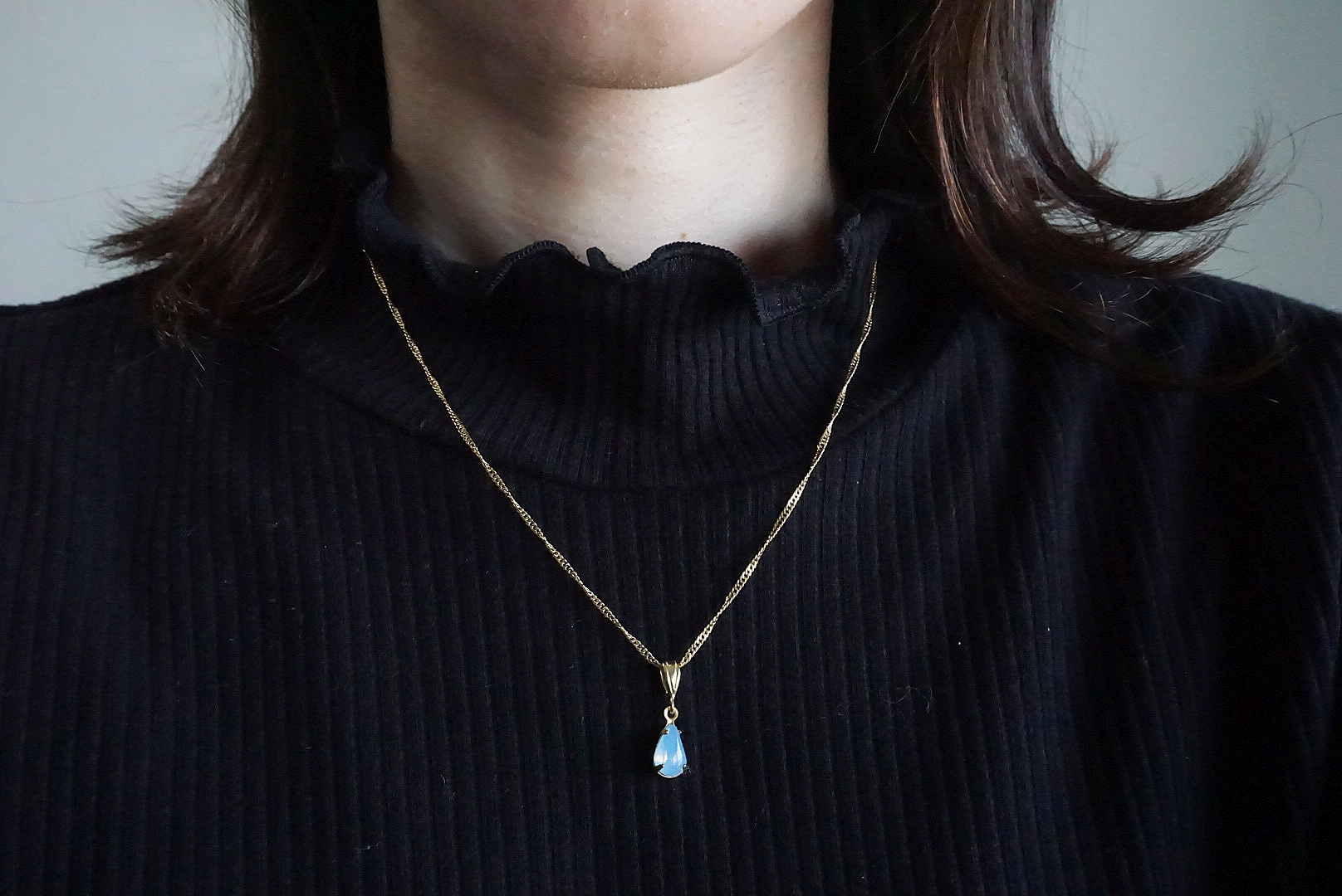 プチドロップ(ブルーオパール)ネックレスの画像2