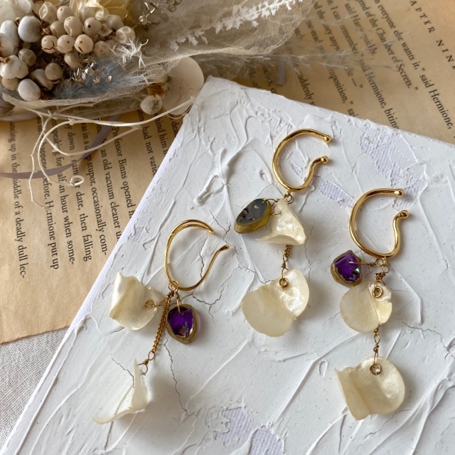 yam×小粒レジンジオードのイヤーカフの画像2