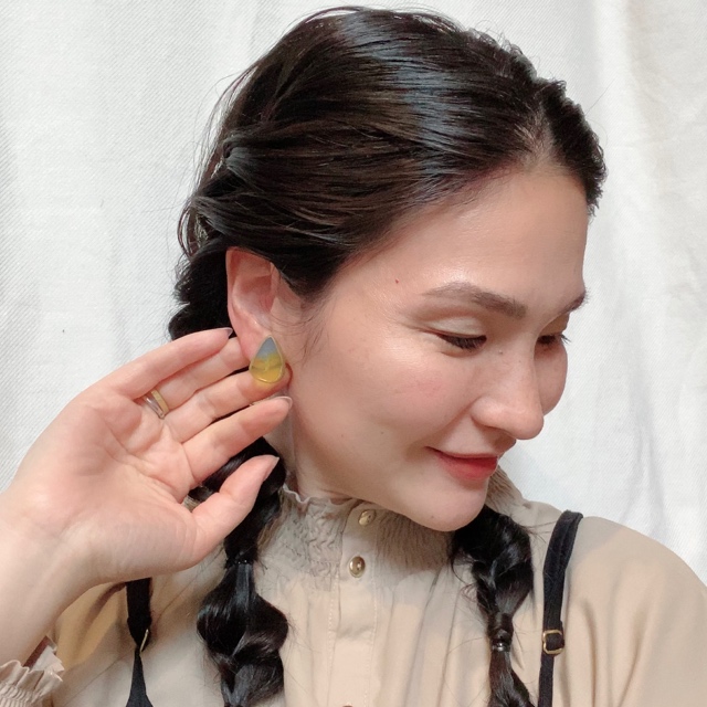 しずく型バイカラーレジンジオード ピアス/イヤリングの画像5