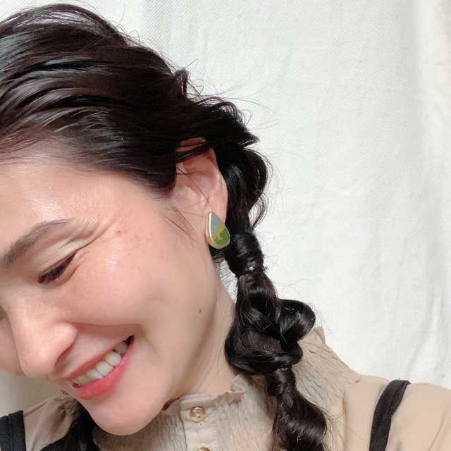 しずく型バイカラーレジンジオード ピアス/イヤリングの画像6