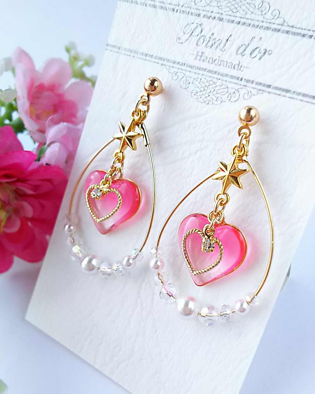 ダブルハートの雫💧耳飾りの画像2