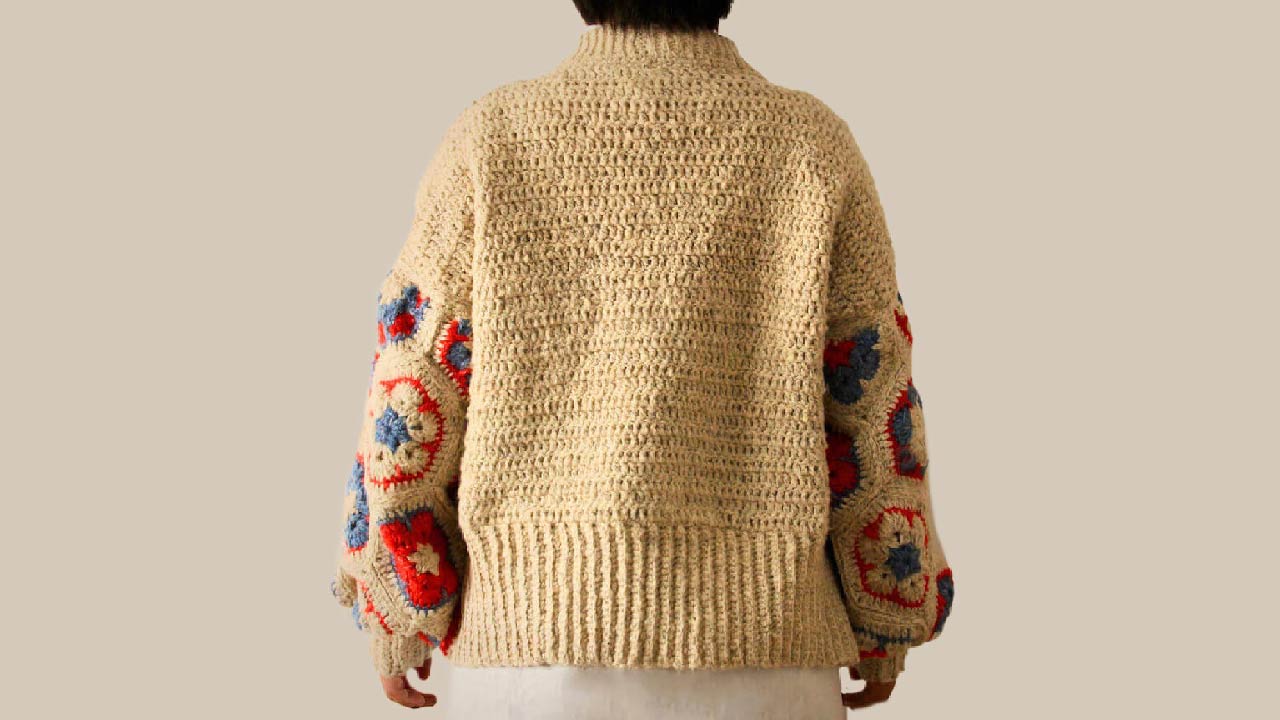 【キット】〈かぎ針編み〉アフリカンモチーフのバルーンスリーブセーターの画像2