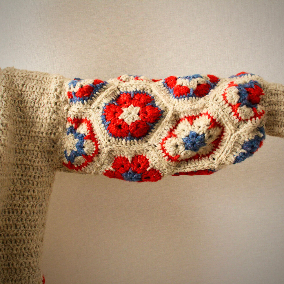 【キット】〈かぎ針１本で編める！〉アフリカンモチーフのバルーンスリーブセーターの画像3