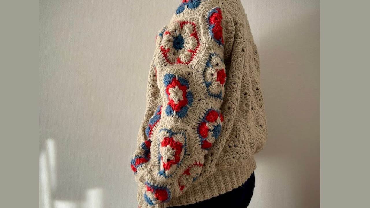 【キット】〈かぎ針編み〉アフリカンモチーフのパッチワークブルゾンの画像3