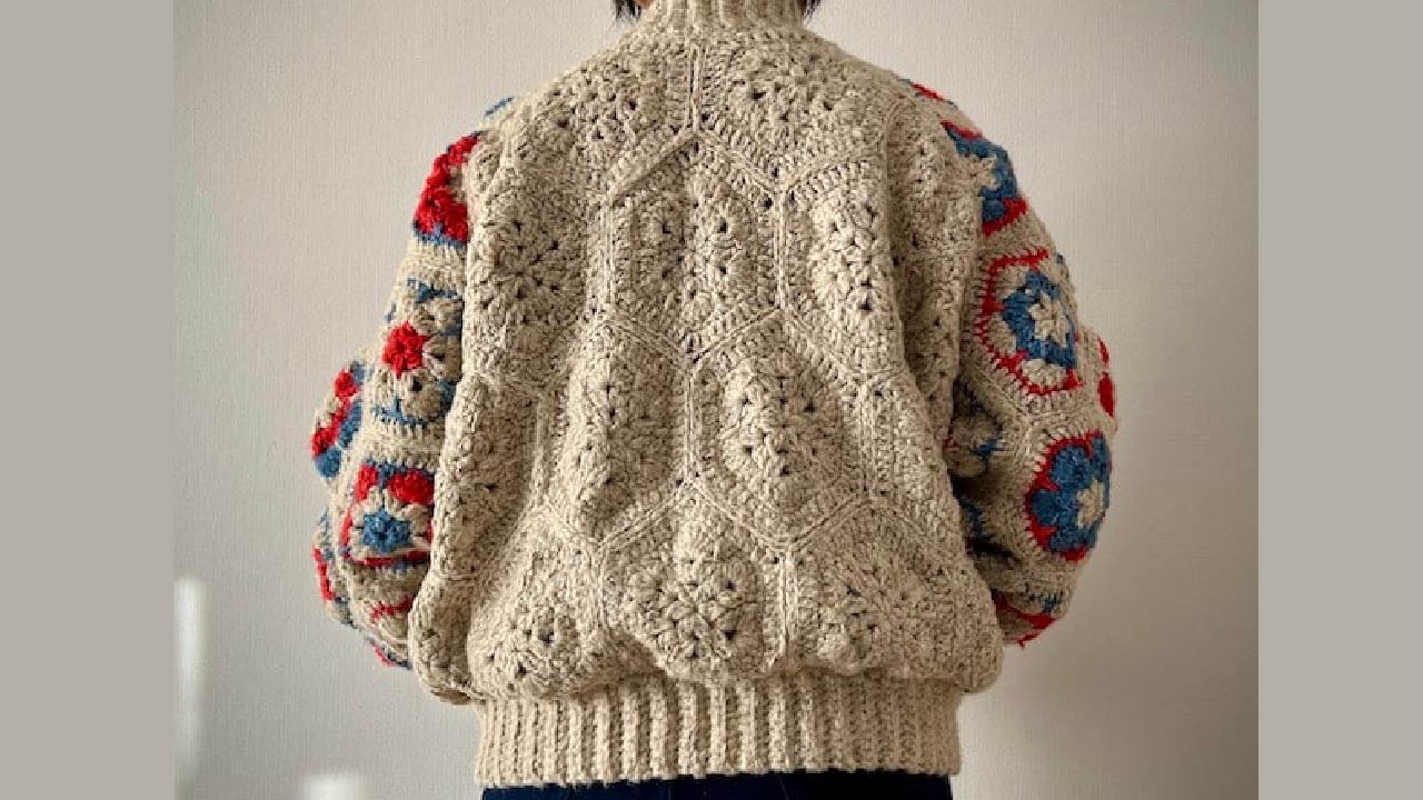 【キット】〈かぎ針編み〉アフリカンモチーフのパッチワークブルゾンの画像4