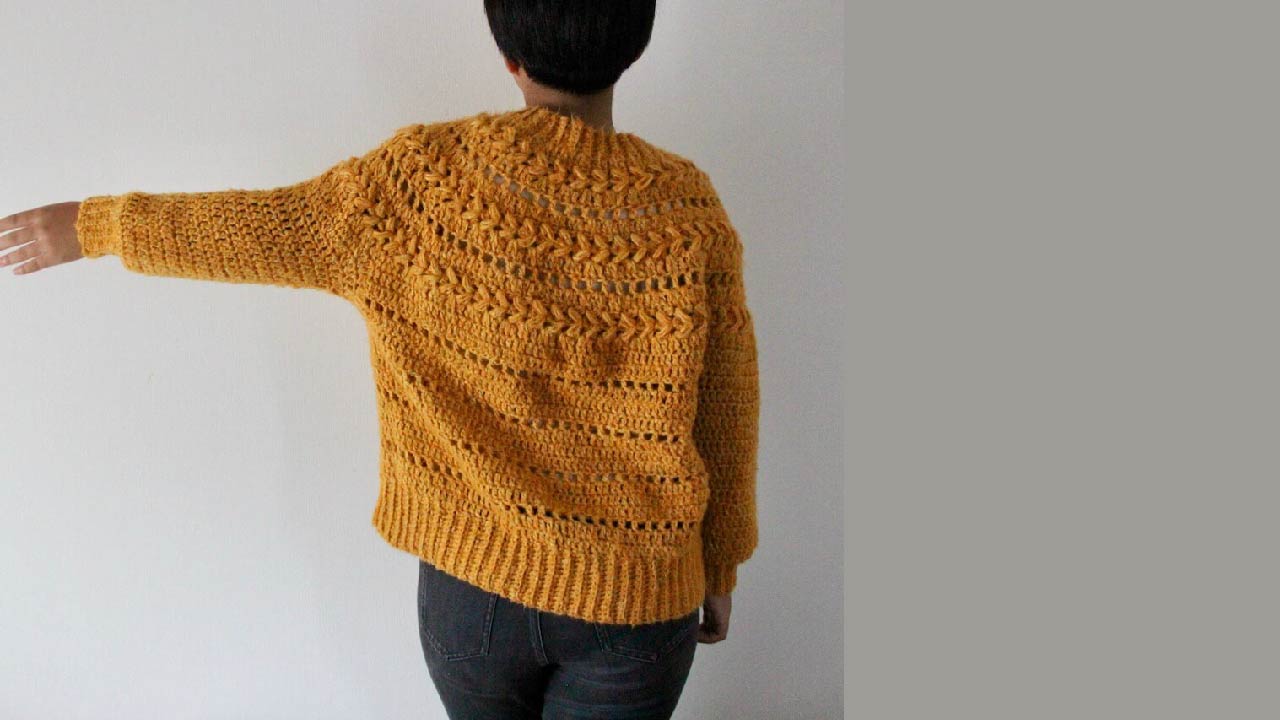 【キット】〈かぎ針編み〉♡模様の丸ヨークセーター（とじはぎなし）の画像2