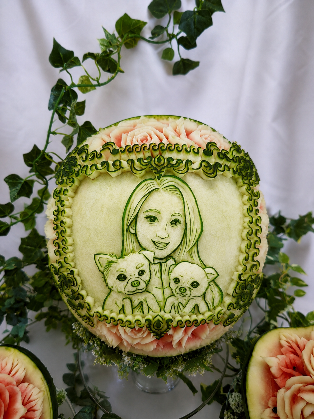 似顔絵スイカ　フルーツカービング　プレゼント　誕生日の画像2