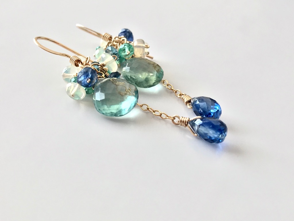 14kgf グリーンフローライトとカイヤナイト ピアス/イヤリング Dressyの画像3