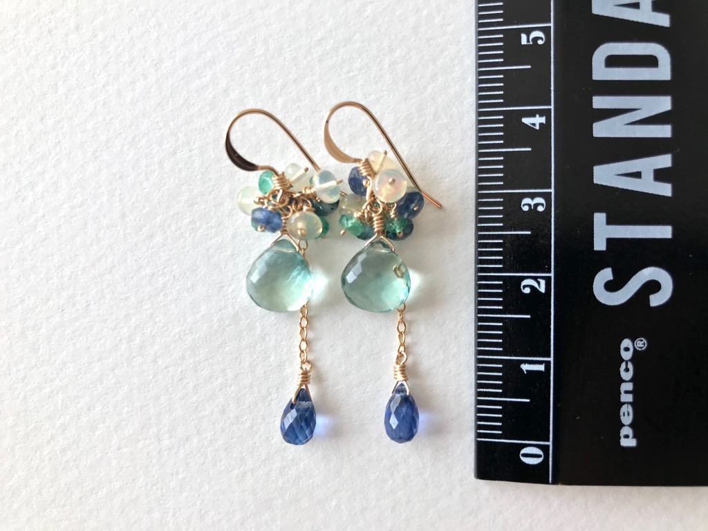 14kgf グリーンフローライトとカイヤナイト ピアス/イヤリング Dressyの画像4