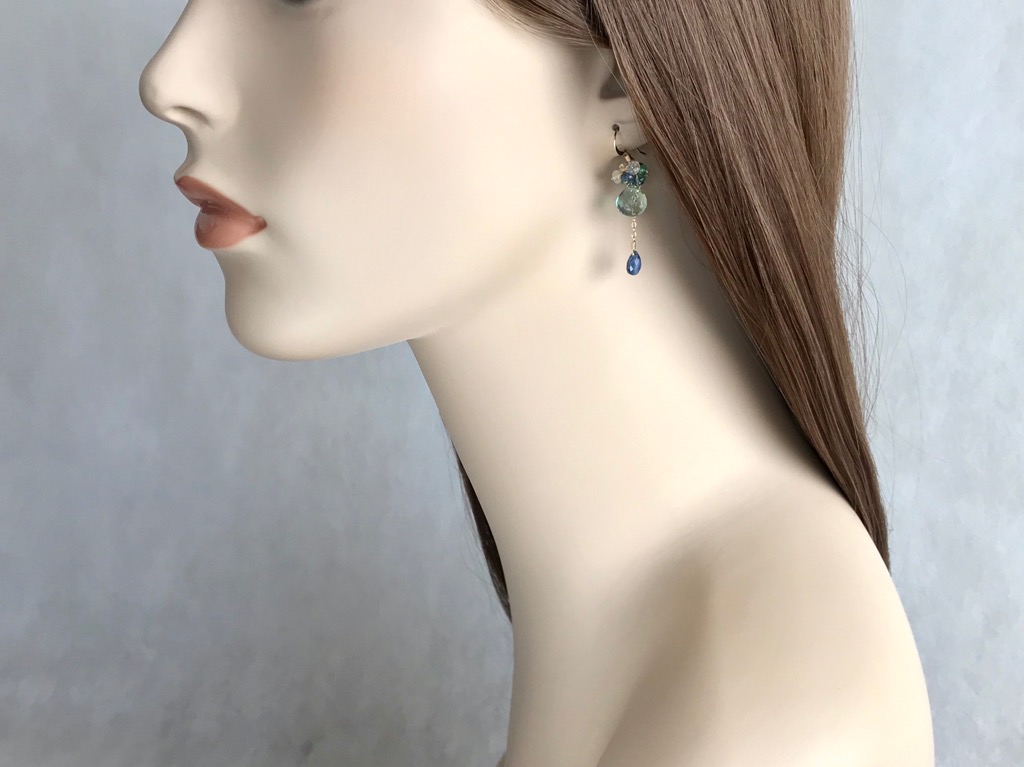 14kgf グリーンフローライトとカイヤナイト ピアス/イヤリング Dressyの画像5