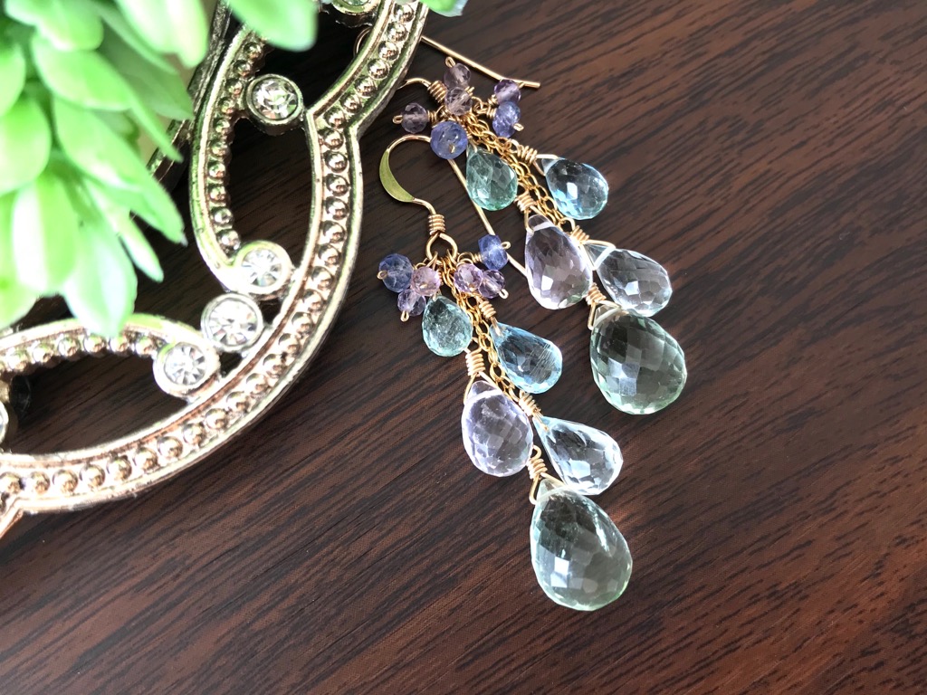 14kgf グリーンアメジスト パステルカラー ピアス/イヤリング Springの画像2