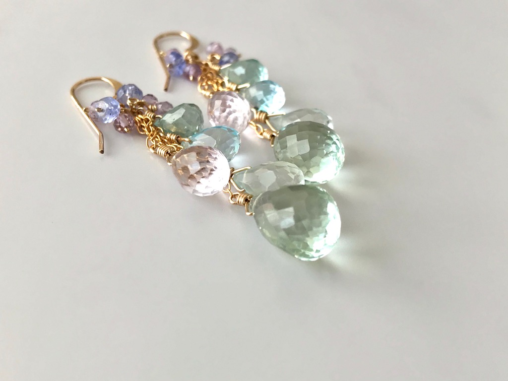 14kgf グリーンアメジスト パステルカラー ピアス/イヤリング Springの画像3
