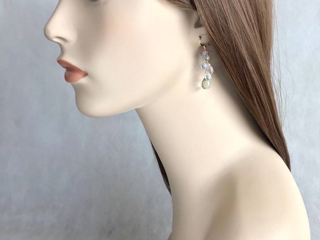 14kgf グリーンアメジスト パステルカラー ピアス/イヤリング Springの画像5