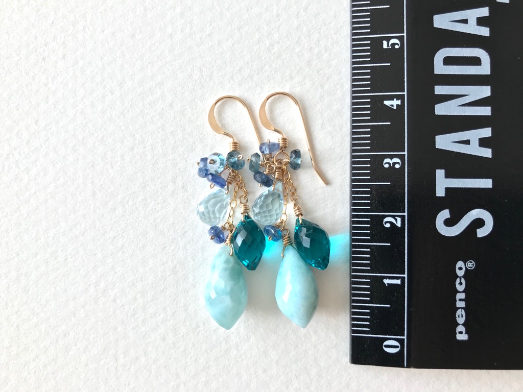 14kgf 大粒ラリマーとピーコックカラー ピアス/イヤリング Skywardの画像4