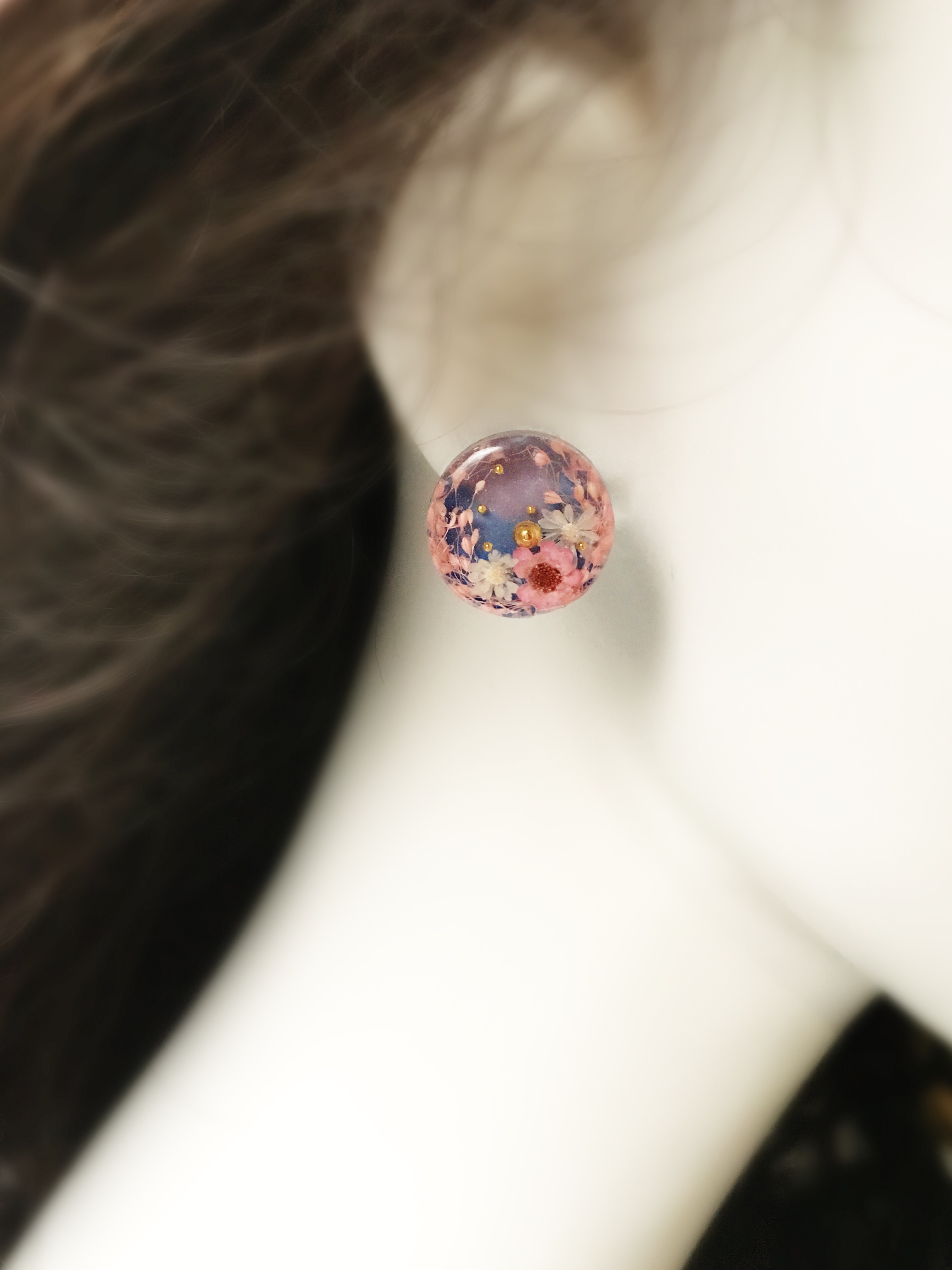 🌸受注製作🌸 Spring Sunset Sky and Beautiful Flower (ピアス・イヤリング)の画像4