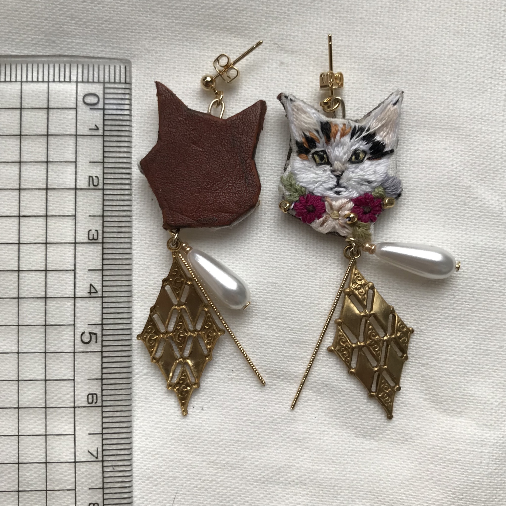 キャットフラワー　ピアス(イヤリング)の画像3