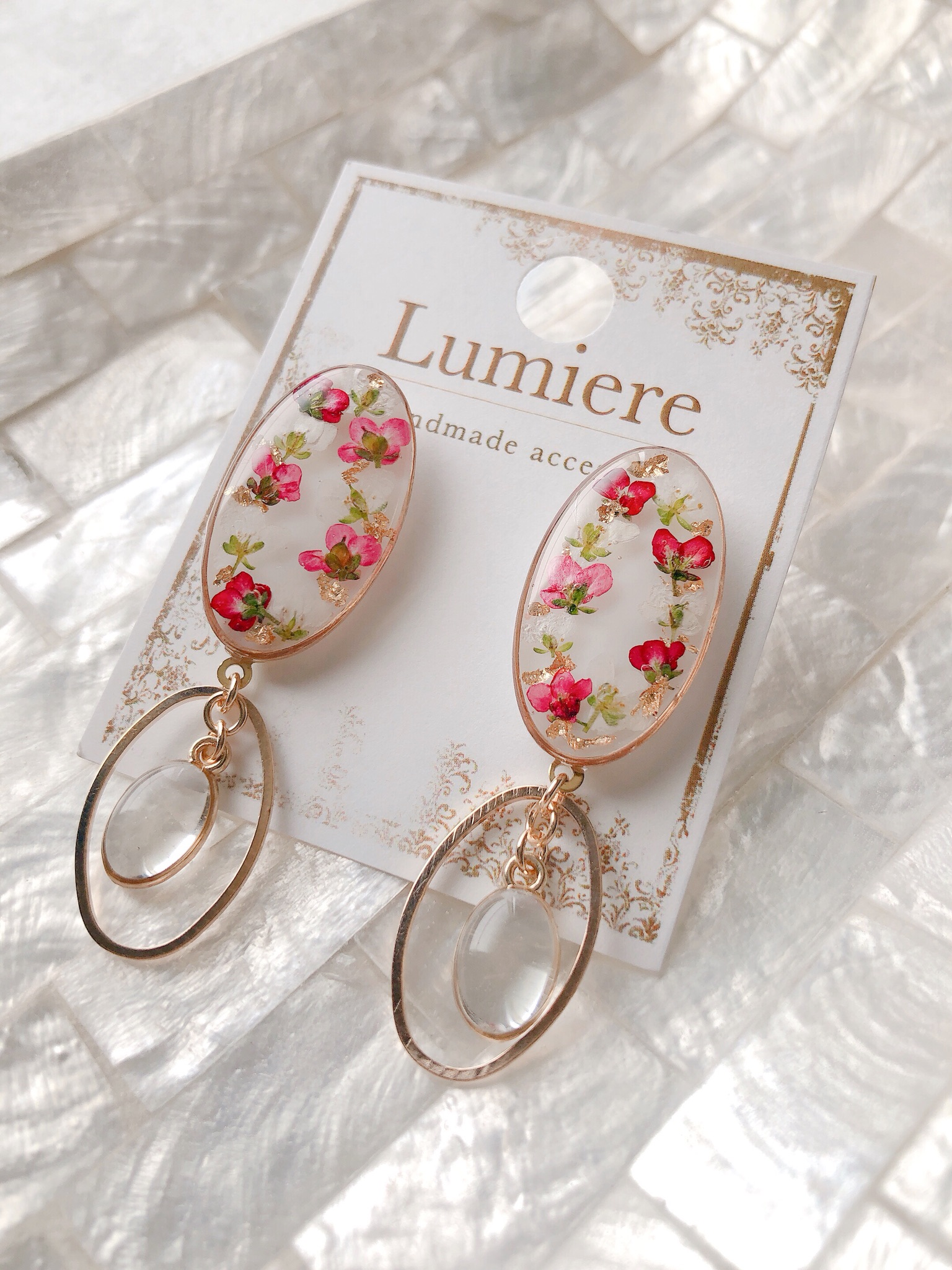 ピンクホワイトアリッサム（ピアス）の画像2