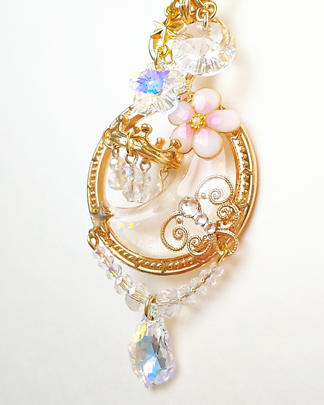 クリアな三日月シャンデリアキーホルダーの画像2