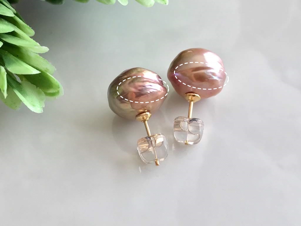 K14GF エジソンパール セミバロック スタッドピアス Hの画像2