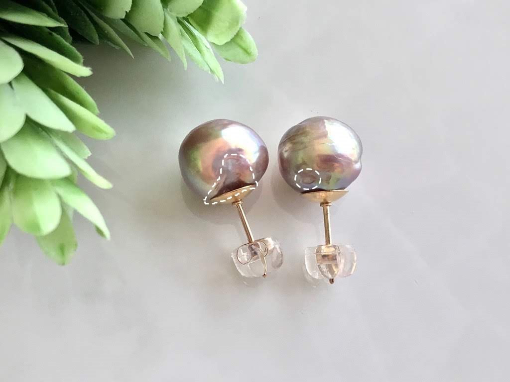 K14GF エジソンパール セミバロック スタッドピアス Iの画像2