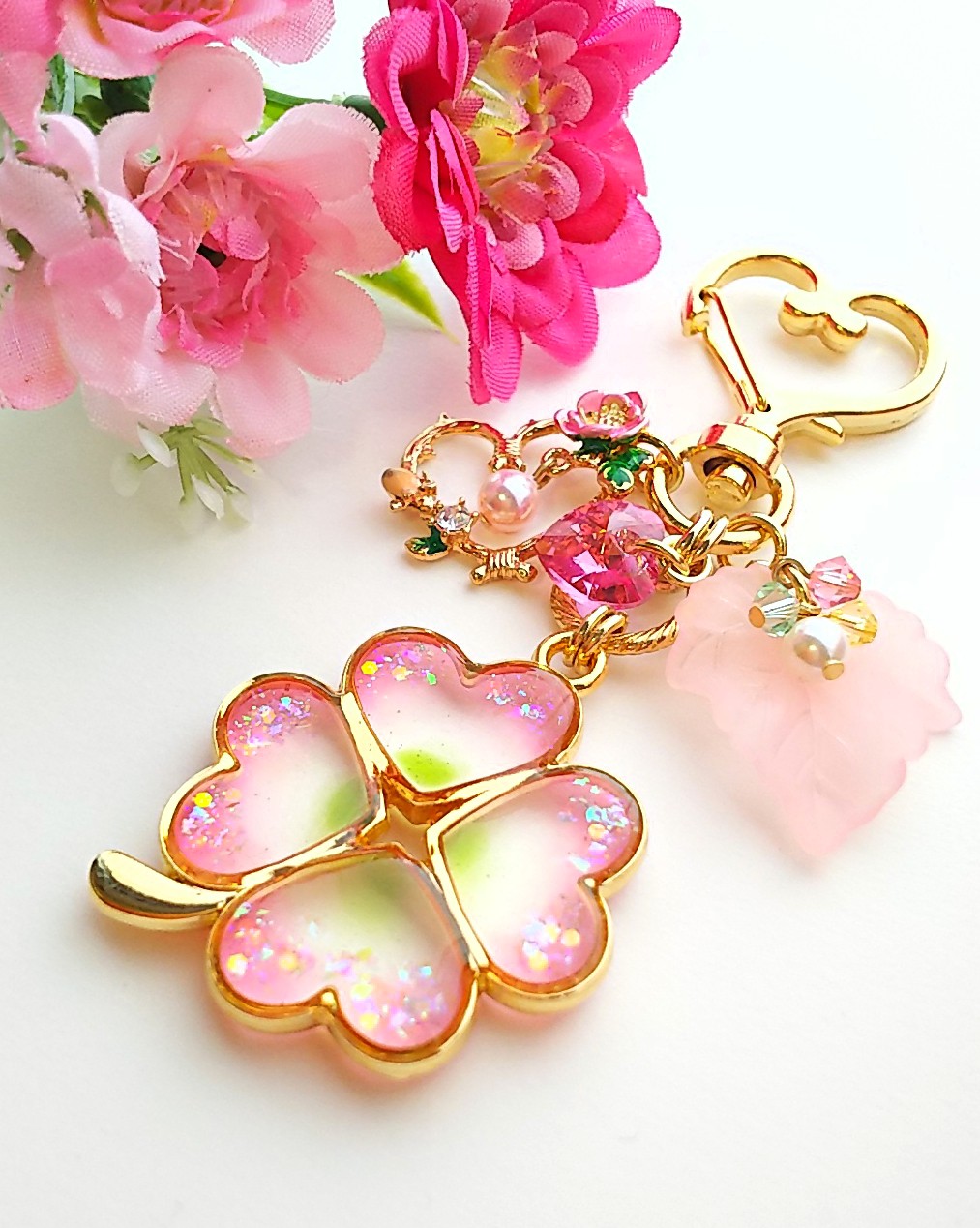 幸せ四つ葉のクローバーキーホルダー🍀の画像2